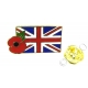 Union Jack With Poppy Lapel Pin Badge